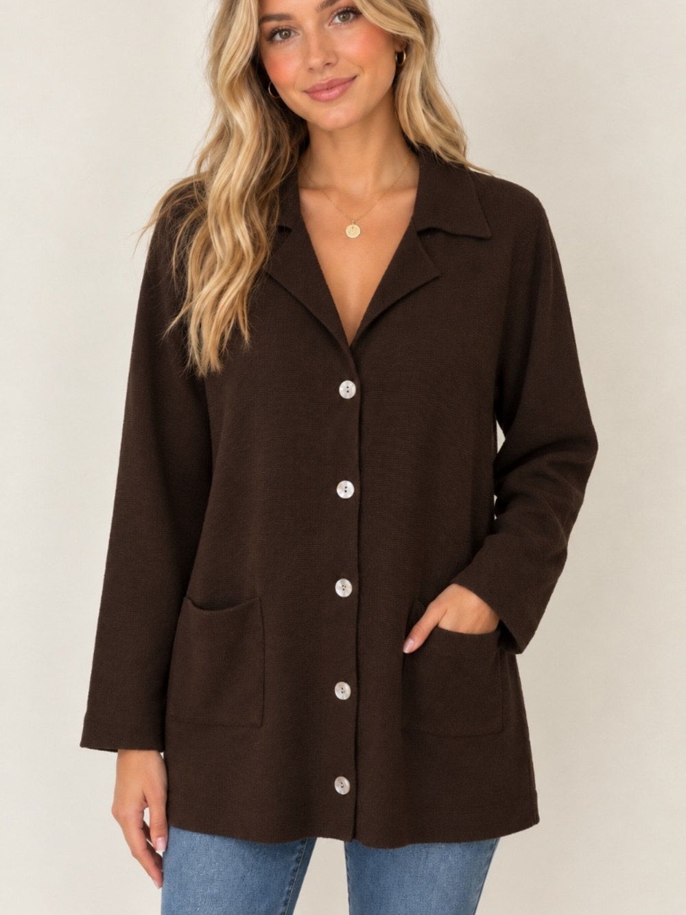 EILEEN FISHER Silk Blend Cardigan Women’s 1X Brown
